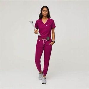 Figs Women's Scrub Set in Deep Berry
